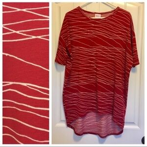 LulaRoe Irma Tunic Red with Gray Size XS